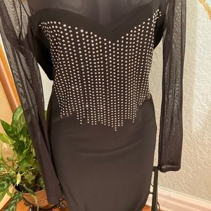 Sexy black mesh dress